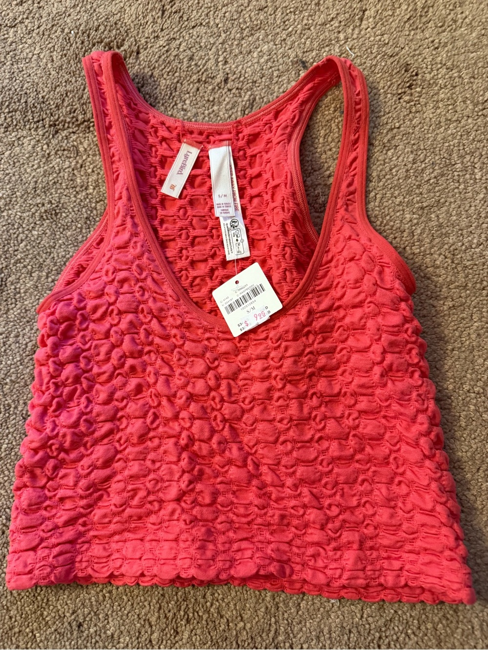 Anthropologie Coral Textured Crop Tank Top - Women